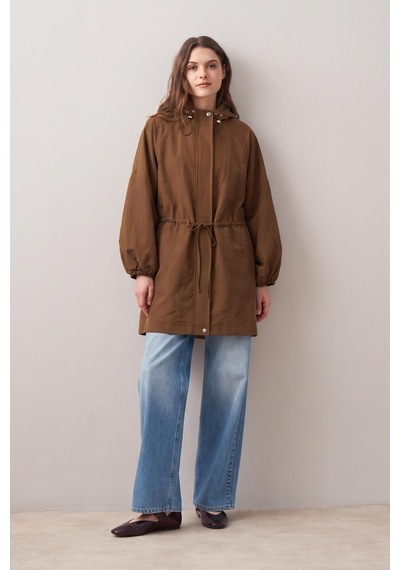 Allday B87049a0 Kadın Beli Büzgü Detaylı Trençkot CAMEL