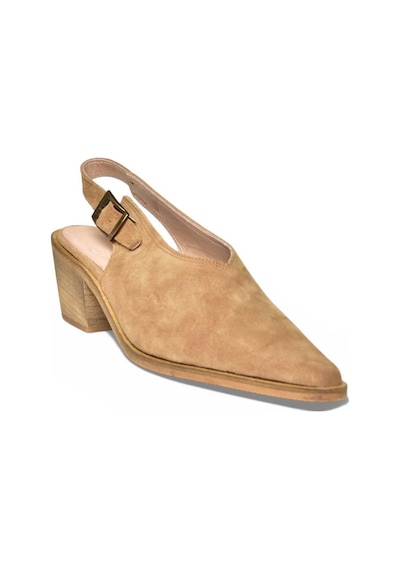Fox Shoes Y654322202 Vizon Hakiki Deri Süet Kalın Alçak Topuklu Western Ayakkabı