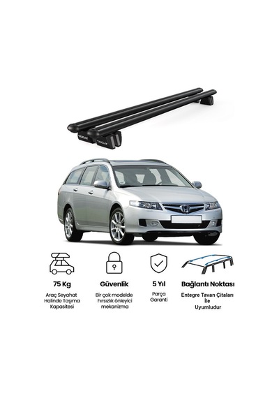 Pençe Honda Accord Tourer 2002-2008 Uyumlu Siyah Ara Atkı Port Bagaj Tavan Barı