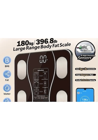 Siyah Akıllı Dijital Baskül Fs-550 Bx40