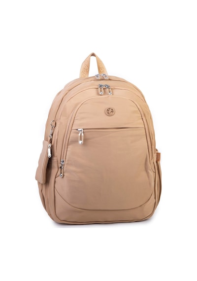 Nas Bag Unisex Büyük Boy Sırt Çantası Çok Gözlü Okul Çantası Kum Kum - Bej