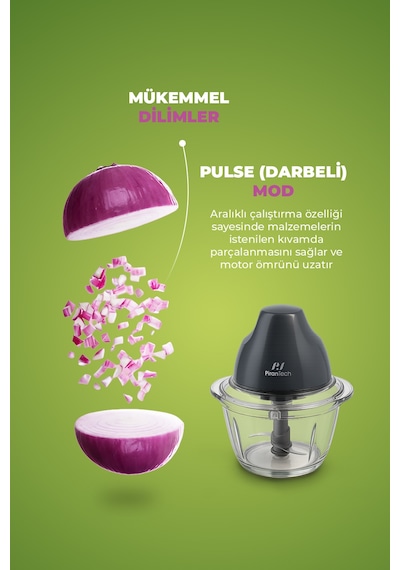 Pirantech YH-11 Cam Hazneli Rondo Dokunmatik Çalışma Paslanmaz Çelik Bıçak 2 Fonksiyonlu
