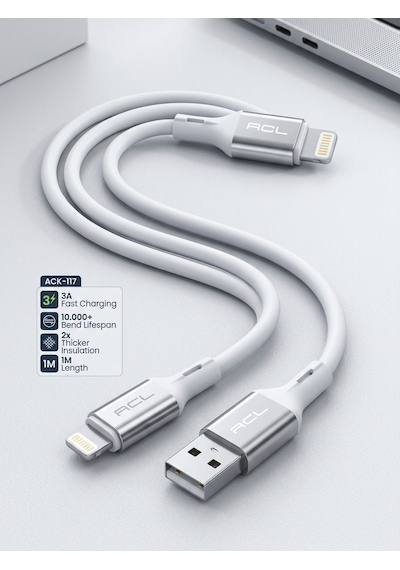 Acl Ack-117 3a Lightning İphone Hızlı Şarj Kablosu 1 Metre - Lisinya Standart