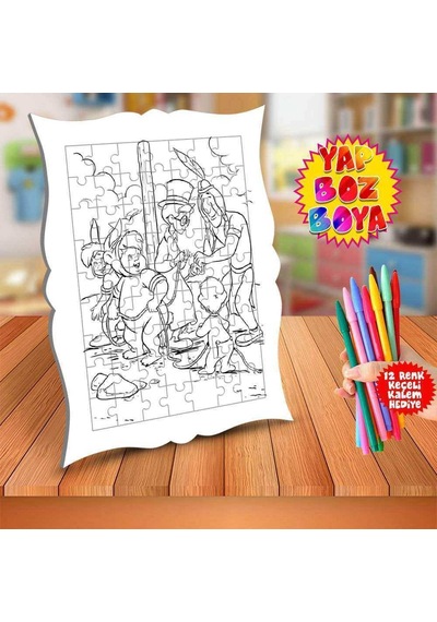 Neşeli Kurtarıcı Dostlar Eğitici Boyama Puzzle Tablo Çocuk-422