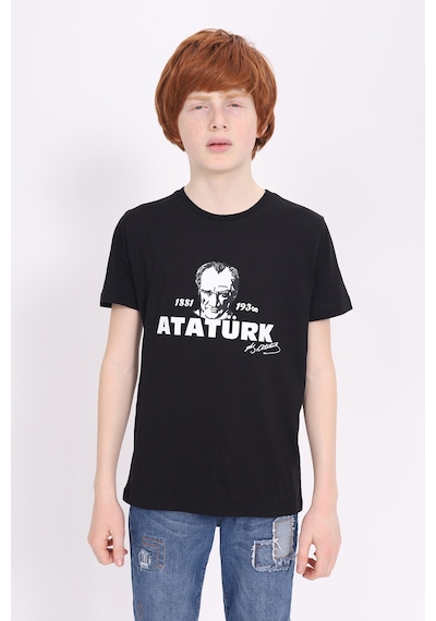 Toontoy Kids Toontoy Unisex Çocuk Baskılı Tişört Siyah