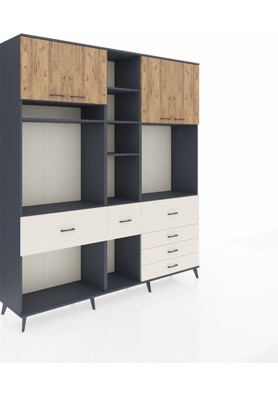 Hyperion Dolap 11 Raflı 6 Çekmeceli 4 Kapaklı 220x44x243 Antrasit-çam/aytaşı Atlas Çam/aytası Hyperion Dolap 11 Raflı 6 Çekmeceli 4 Kapaklı 220x44x243 Antrasit-çam/aytaşı Atlas Çam/aytası