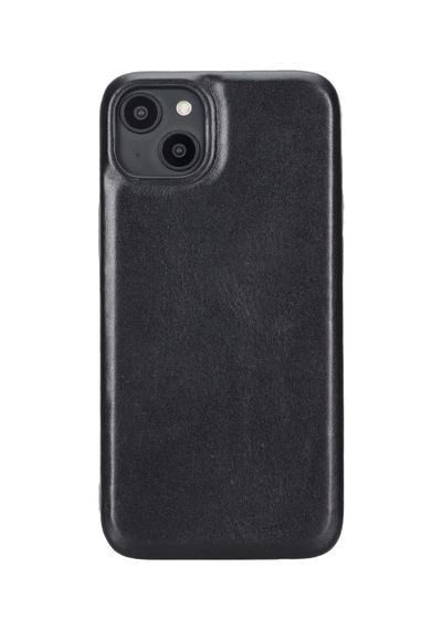 Apple İphone 15 Plus Uyumlu Deri Arka Kapak Rock Rst1 Siyah