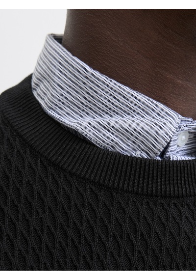 Jack & Jones Jack Jones Erkek Desenli Örgü Kazak 12283381 Siyah