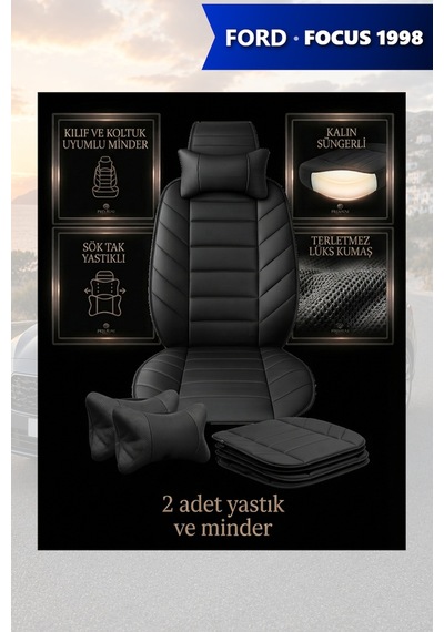 Focus 1998 Uyumlu Siyah Renk Premium Lüks 2 Adet Minder Ve Yastık