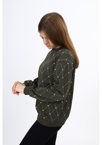 Toontoy Kız Çocuk Baskılı Sweatshirt Haki