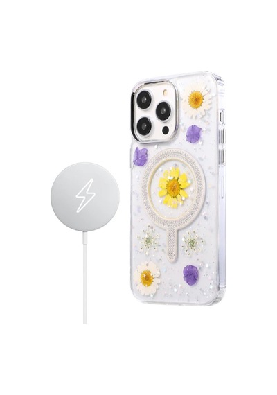 İphone 14 Pro Max Uyumlu Flower Magsafeli Yeni Tasarım Kılıf - Pembe
