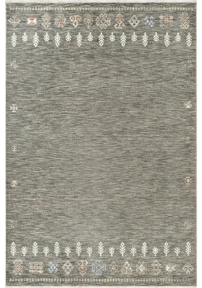 Merinos Valeria Serisi Etnik Desenli Salon Oturma Odası Halısı Hav Toz Vermez Dokuma Taban 91003-040 Gri