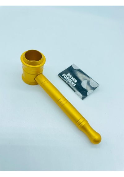 Alcan Metal Pipo Sarı 2 Parça Süzgeçli Pipe 10 CM