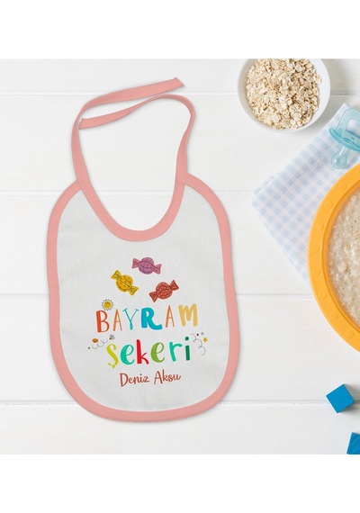 BK Kids Kişiye Özel Pembe Bebek Mama Önlüğü - Model 48 Pembe