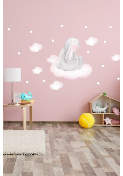 Sevimli Minik Tavşan Duvar Sticker Seti