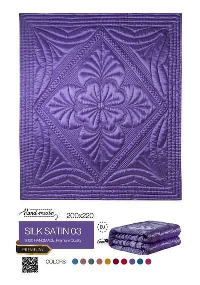 Harir El İşi Çift Kişilik Saten Yorgan 200x220 Cm Elyaf Dolgulu Lila - Mor
