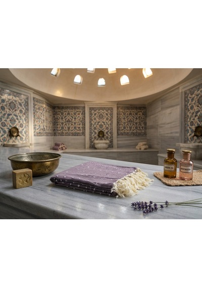 Ludıa %100 Pamuklu Çizgili Peştemal Havlu Banyo Ve Plaj Havlusu 90x185 Cm Mor