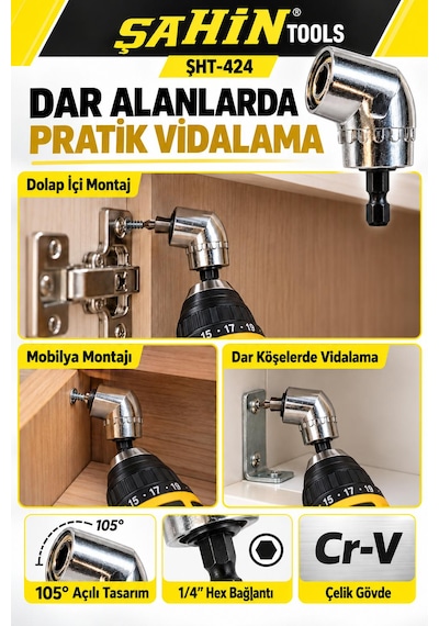 105 Kısa Gövdeli Köşe Vidalama Adaptörü