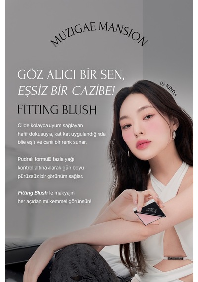 Ciltle Bütünleşen Ve Pürüzsüzleştiren, Yumuşak Dokulu Allık Muzıgae Mansıon Fitting Blush 02 Kinda 02 Kinda