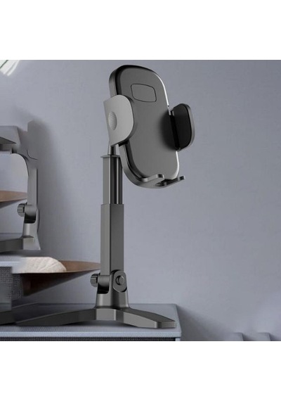 Petinka Telefon Standı Masaüstü 360 Derece Dönebilen Başlıklı Ayaklı Telefon Tripodu Siyah