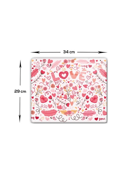 Decorita Cam Kesme Tahtası |Love - Renkli|29cm x 34cm