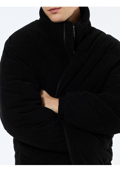Koton Dik Yaka Uzun Kollu Cep Detaylı Fermuarlı Fitilli Kadife Kışlık Şişme Mont Siyah 6wam20113hw Koton Dik Yaka Uzun Kollu Cep Detaylı Fermuarlı Fitilli Kadife Kışlık Şişme Mont Siyah 6wam20113hw