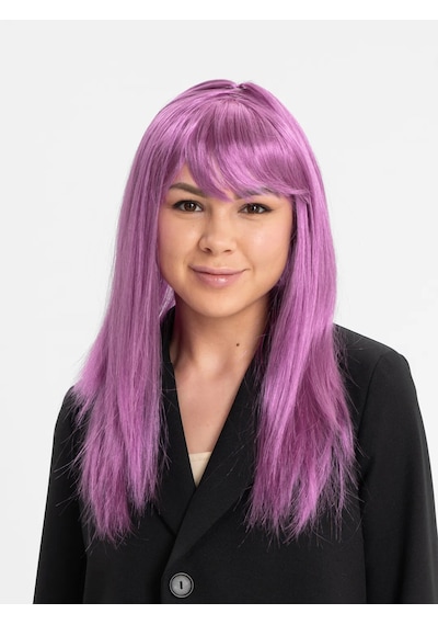 Rose Pembe Renk Düz Kesim Uzun Parti Peruğu Takma Saç Lisinya