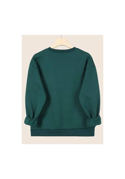 Medinenur Choose Happy Baskılı Kapüşonlu Sweatshirt Yeşil