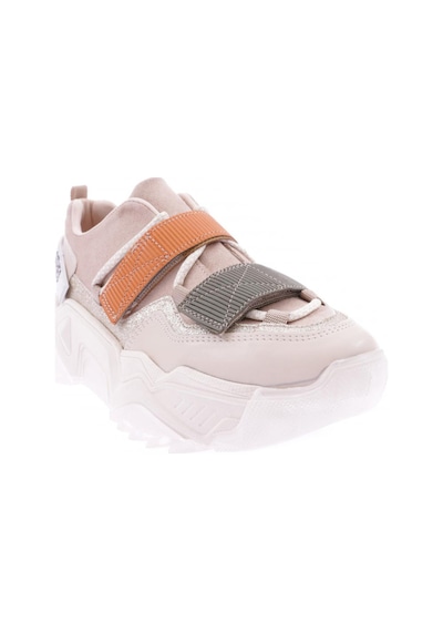 Dgn 65140-22y Kadın Mega Kalın Taban Simli Cırtlı Sneakers Ayakkabı 65140-2027-R8063 Bej