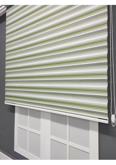 Yeşil Beyaz Geçişli Zebra Stor 200x200 Çok Renkli