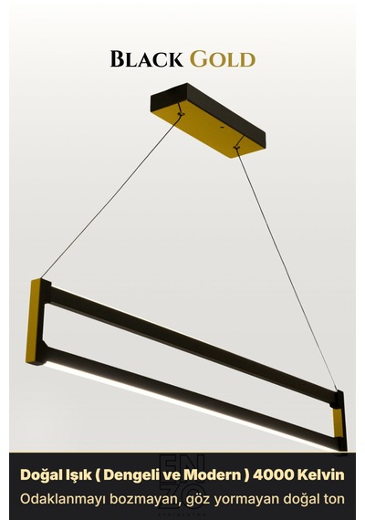 Orion Gold Lineer Led Sarkıt Avize Kumandalı Dim Edilebilir Aşağı Işık Doğal Işık