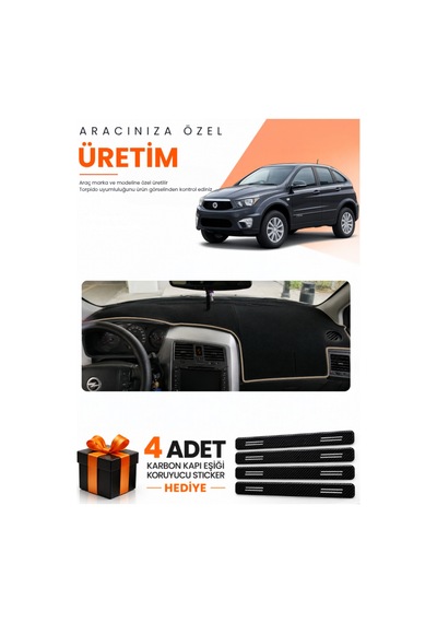 Ssangyong Nomad 2005-2012 Uyumlu Torpido Koruma Örtüsü Oto Kılıfı - Siyah Bej
