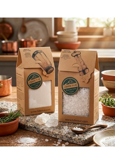 Tuz Kristal Kaya Tuzu 2 Li Set Öğütülmüş Sofra Tuzu 500 Gr + Değirmenlik Öğütme Tuzu 500 Gr