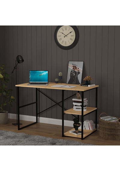 Asra Trend Raflı Metal Çalışma Masası METALÇM01 %100 MDF Bilgisayar Masası Safir Meşe Asra Trend Raflı Metal Çalışma Masası METALÇM01 %100 MDF Bilgisayar Masası Safir Meşe