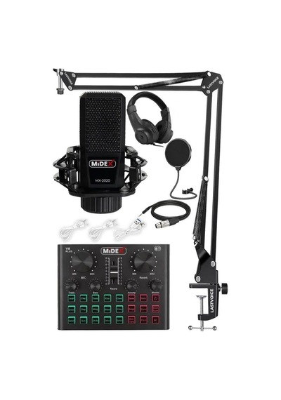 Mx-2020 Live Set Efektli Ses Kartı Mikrofon Stand Kayıt Canlı Yayın Seti Pc Ve Telefon