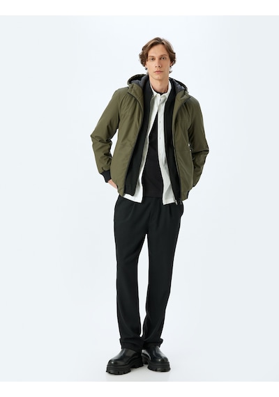 Koton Mevsimlik Ceket Slim Fit Fermuarlı Yeşil 5wam20067hw Yeşil