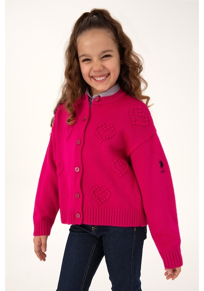 U.s. Polo Assn. Kız Çocuk Fuşya Hırka Triko 50316277-vr023 Fusya