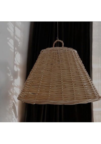 Hasır Doğal Saçaklı 40 Cm Çap Dekoratif Avize Sarı Hasır