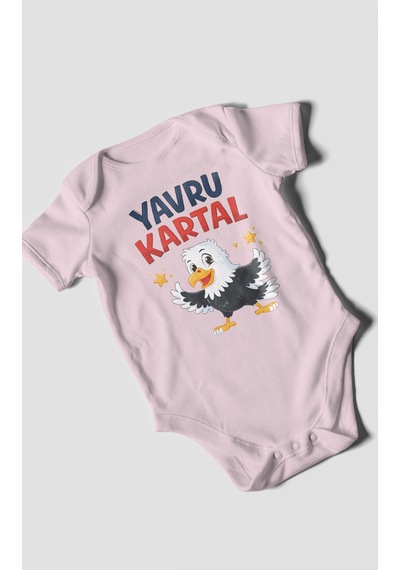Morivokids Yavru Kartal Kısa Kollu Bebek Body %100 Pamuk Bebe Pembe