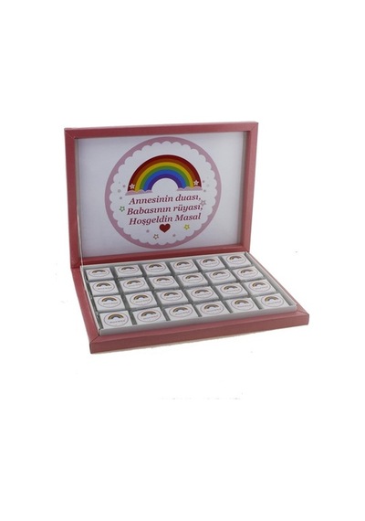 72 Adet (500Gr.) Isim Etiketli Gökkuşağı Bebek Çikolata