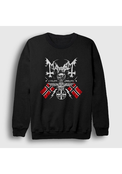 Presmono Unisex Norway Mayhem Sweatshirt Siyah
