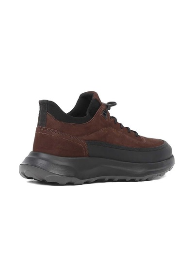 Erkek Kahverengi Nubuk Siyah Deri Sneaker