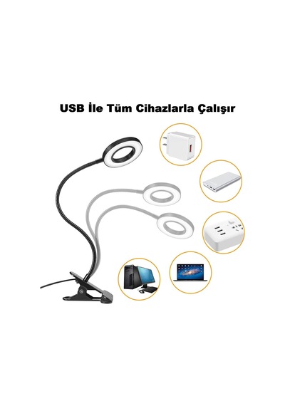 Robeve Akrobat Masa Lambası Usb Girişli Göz Koruyucu Klipsli Masaya Sabitlenen Ayarlanabilir Işık Seviyesi Çok Fon Diğer