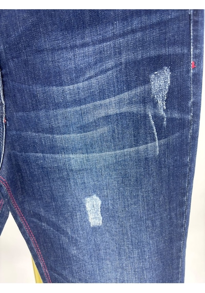 Büyük Beden Fermuarlı Denim Kadın Pantolon Lacivert