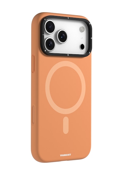 Apple Uyumlu iPhone 17 Pro Max  Kılıf M-safe Şarjlı Kamera Standlı Youngkit Gel Cream Serisi Kapak Turuncu Turuncu
