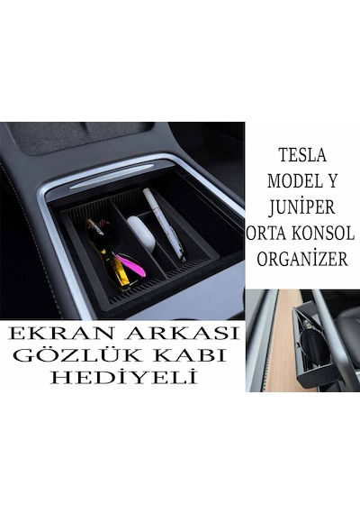 Tesla Model Y Juniper Orta Konsol Organizer Hediyeli Siyah