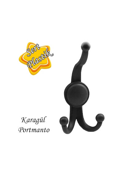 Karagül Siyah Askılık Portmanto Vestiyer Banyo Dolap Elbise Askısı Sert Plastik