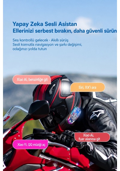 Syk-15 Bluetooh 5.4 Motosiklet Kask Kulaklık Intercom Rgb Işıklı Motorsiklet Interkom