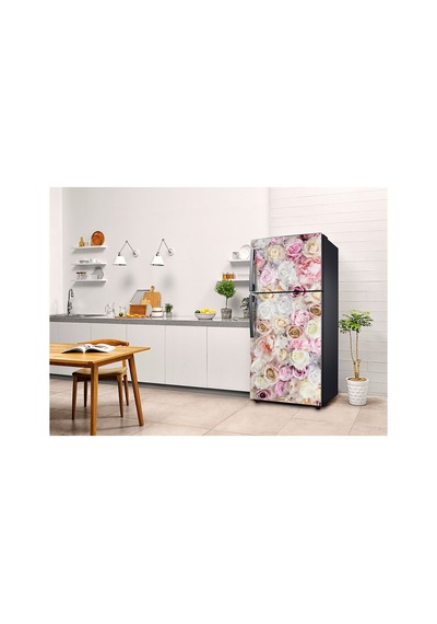 Pembe Çiçek Bahçesi Buzdolabı Kaplama Sticker Kendinden Yapışkanlı Folyo 75x200 Cm