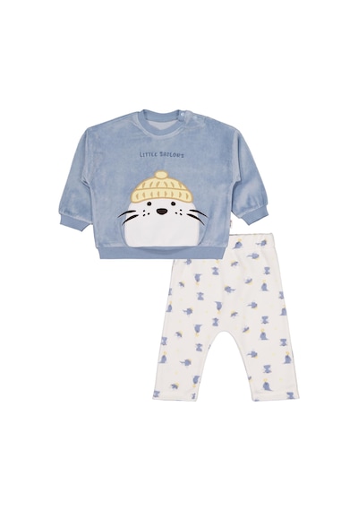 Civil Baby Fok Balığı Nakışlı 6-18 Ay Takım - Mavi Buz Mavisi